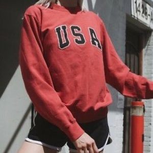 brandy melville red crew neck usa sweater